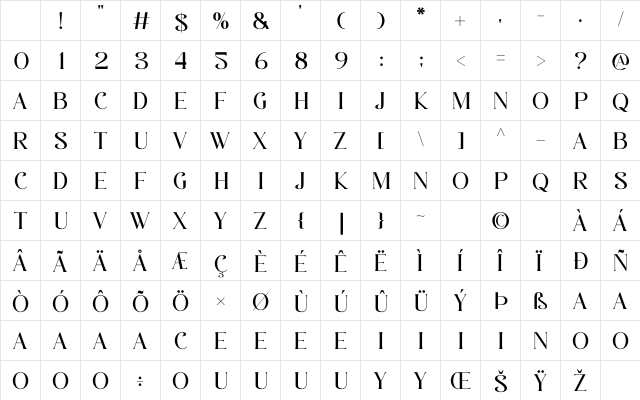 GARAVEN Regular Character Map GARAVEN Regular Character Map