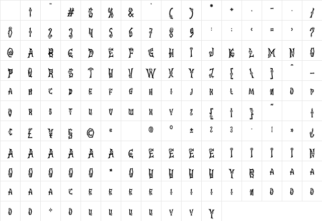 Ghostly Guffaws Skull Regular Character Map