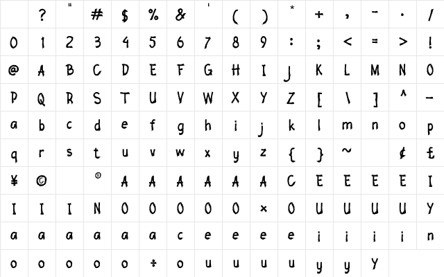 HOUSKA Regular Character Map