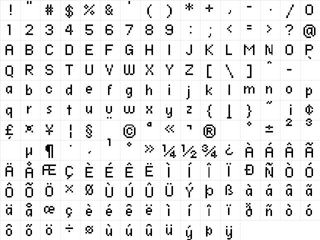 FFF Atlantis Condensed Regular Character Map