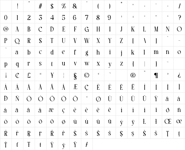 MAOZE Regular Character Map MAOZE Regular Character Map