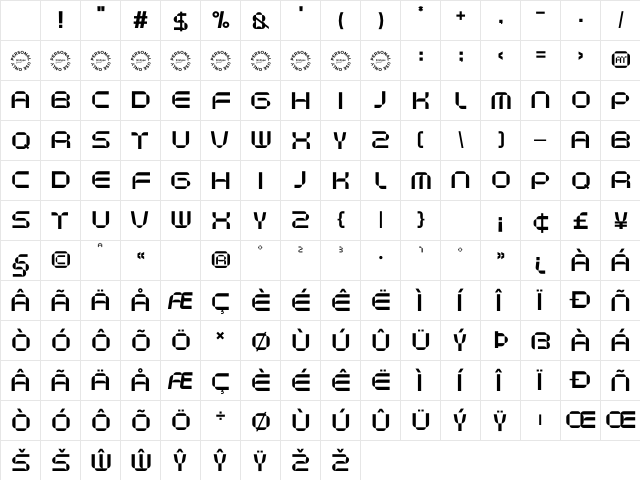 Necosmic Personal Use Regular Character Map