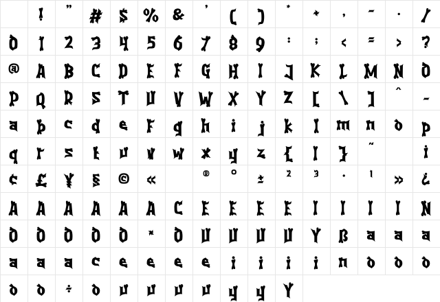 Purgatorie Bone Regular Character Map Purgatorie Bone Regular Character Map