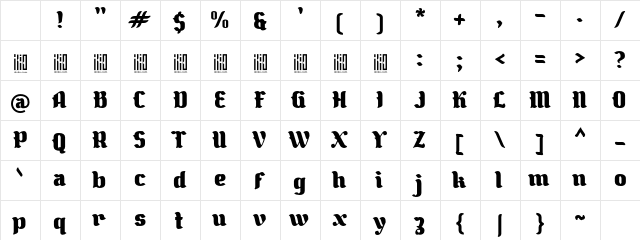 The Black Knight Bold Character Map The Black Knight Bold Character Map