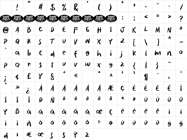 Tulisan Ngawur DEMO Regular Character Map