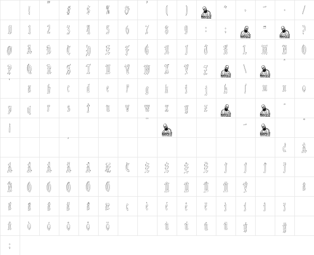 Vampiro Gótico Outline Regular Character Map