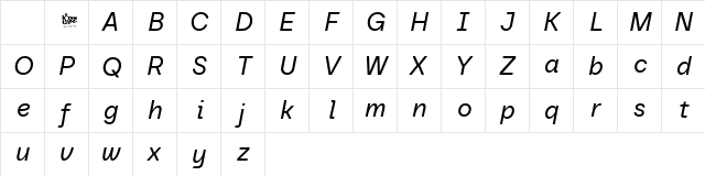 Baru Sans Demo Italic Character Map