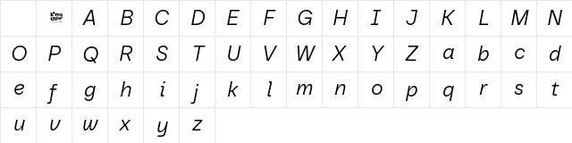 Baru Sans Demo Light Italic Character Map Baru Sans Demo Light Italic Character Map