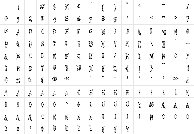 Cursed Gothic Mummy Regular Character Map
