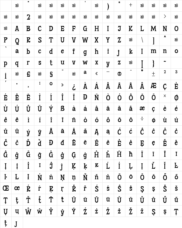 Hels Autom Trial Regular Character Map