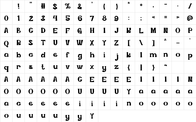 KASPER Regular Character Map KASPER Regular Character Map