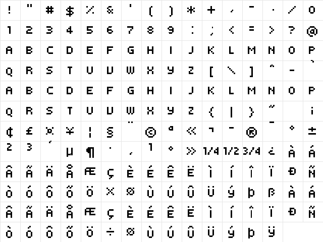 FFF Atlantis Condensed Regular Character Map