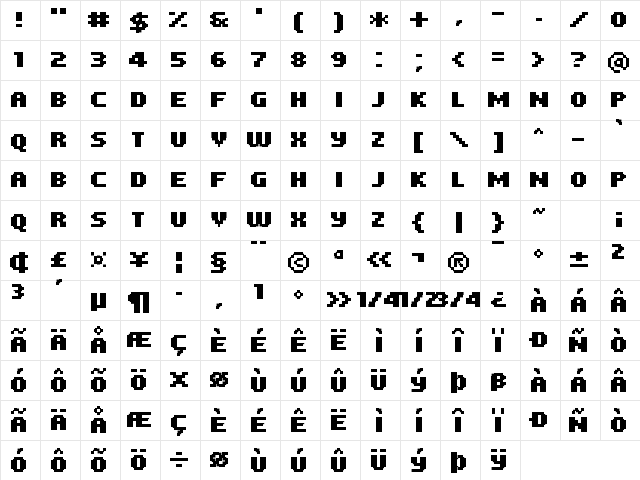 FFF Atlantis Condensed Regular Character Map