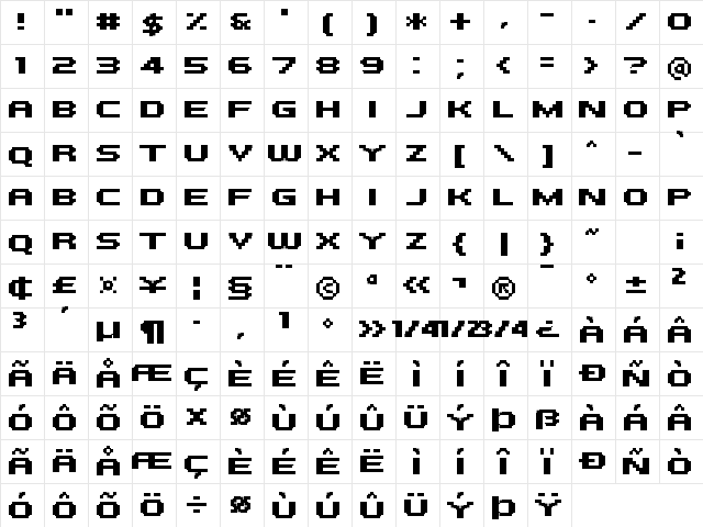 FFF Atlantis Condensed Regular Character Map