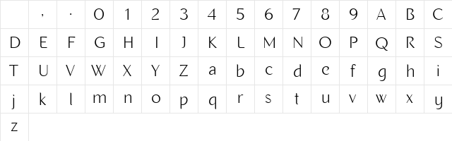 Recline Light Regular Character Map Recline Light Regular Character Map