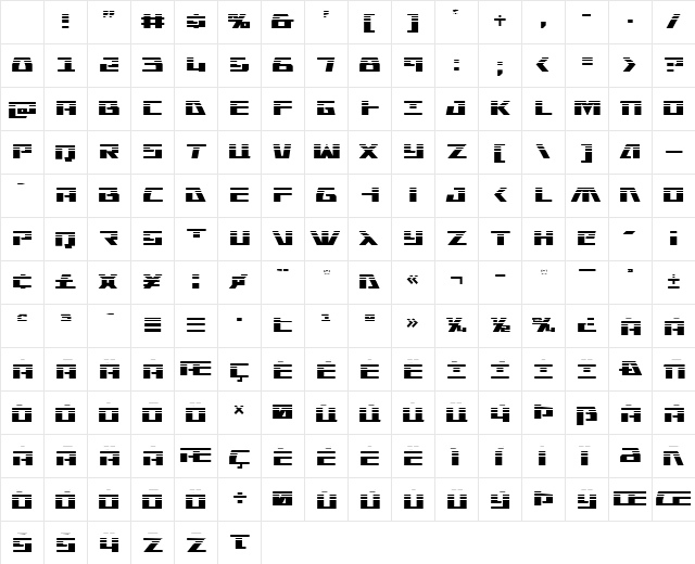 Yamato Class Halftone Regular Character Map