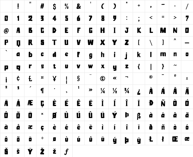 Blok Blokan Regular Character Map Blok Blokan Regular Character Map