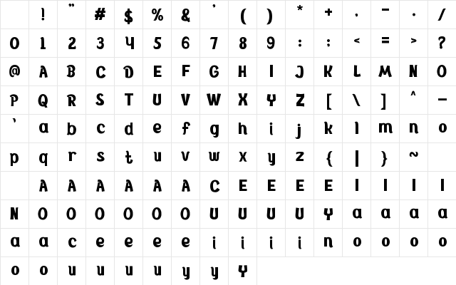 BAGHDAN Regular Character Map