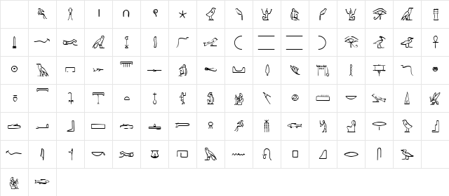 PharaohGlyph Regular Character Map
