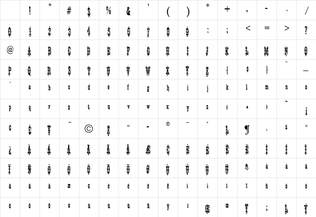 Phidian Regular Character Map Phidian Regular Character Map