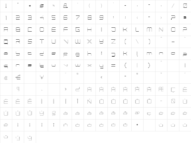 PhutureSqrdOpen Regular Character Map