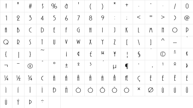 Piazza Regular Character Map Piazza Regular Character Map