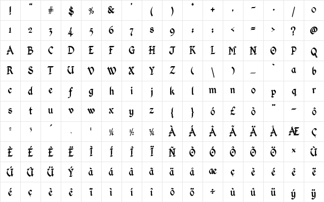 Kingthings Calligraphica Regular Character Map Kingthings Calligraphica Regular Character Map