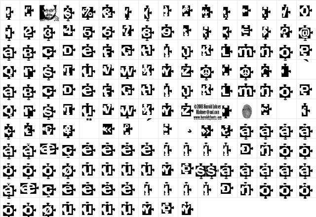 PiecesB Regular Character Map