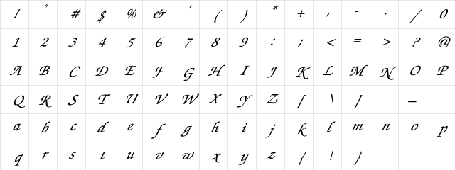 PierreOBL Regular Character Map