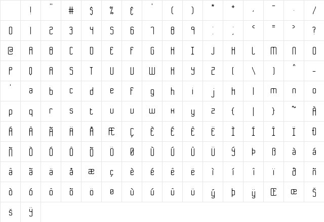 Bend 2 Squares BRK Normal Character Map