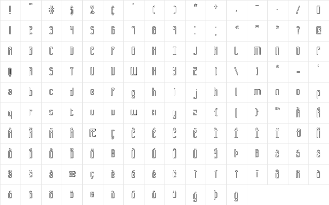 Bend 2 Squares OL1 BRK Normal Character Map