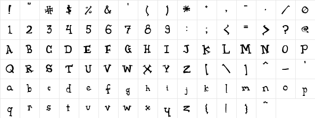 Pink Regular Character Map