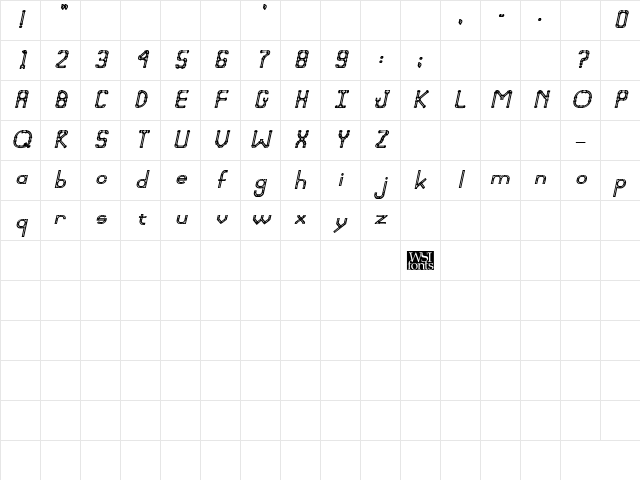 Pipefitter Bold Italic Character Map