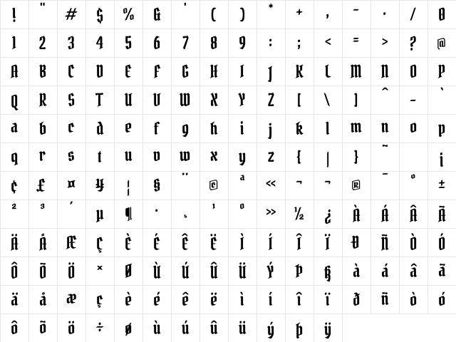 Pirata One Regular Character Map Pirata One Regular Character Map