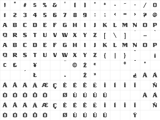 Pistachio Regular Character Map