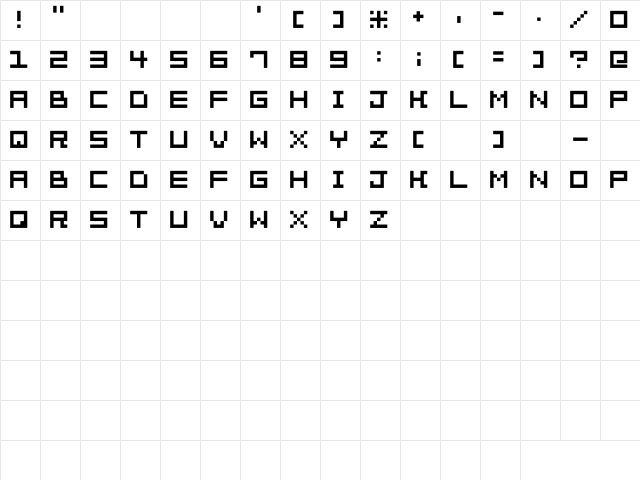 Bit Trip7 (sRB) Regular Character Map