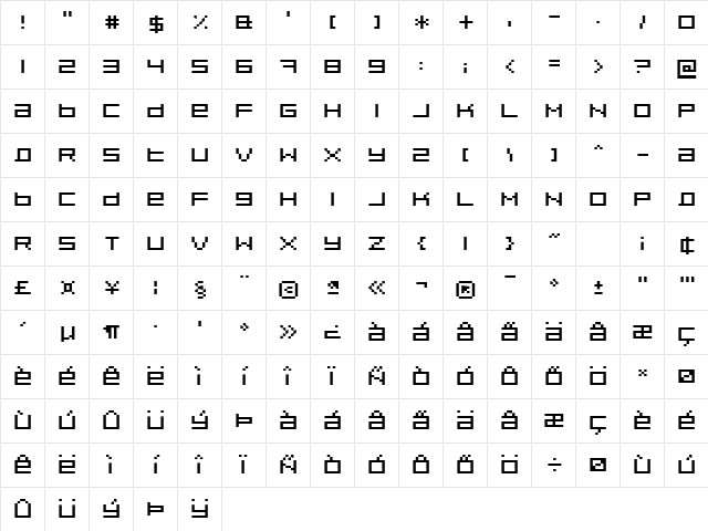 Pixeldust Expanded Regular Character Map