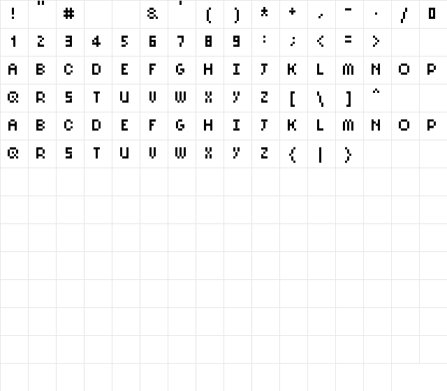 PixelSix10 Regular Character Map PixelSix10 Regular Character Map
