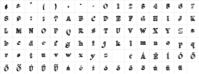 Pixie Font Contour HU Normal Character Map