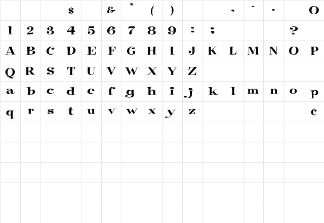 PixieFont Wd Regular Character Map