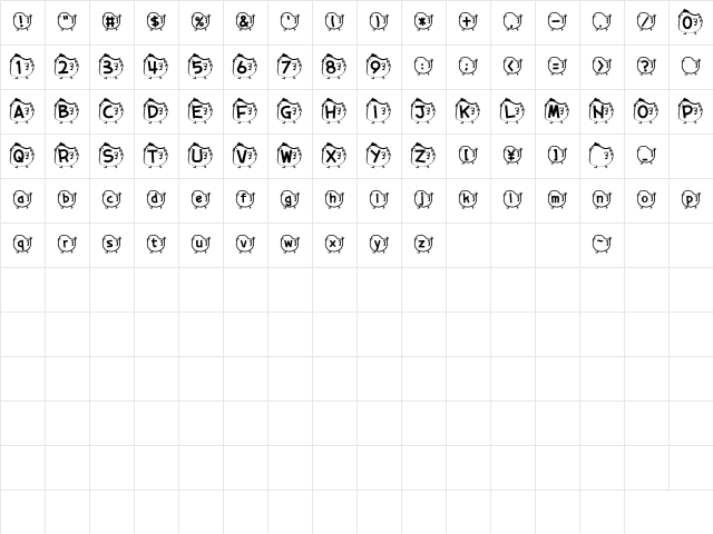 piyo piyo Regular Character Map
