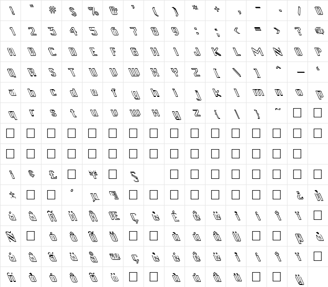 FZ BASIC 46 HOLLOW LEFTY Normal Character Map FZ BASIC 46 HOLLOW LEFTY Normal Character Map