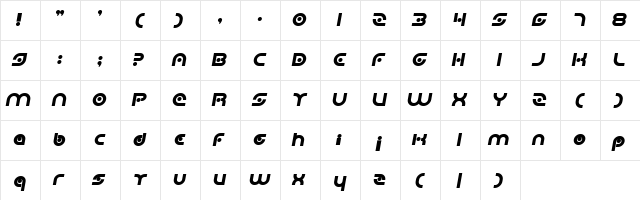 Planetary Orbiter Bold Italic Character Map