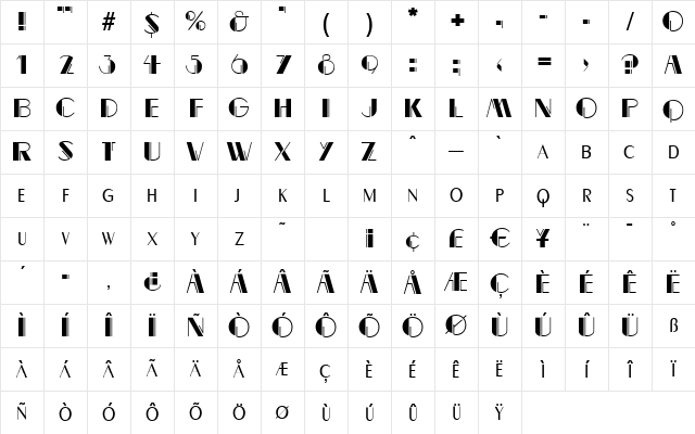 B691-Deco Regular Character Map