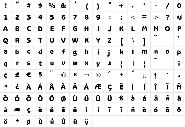 B691-Sans-Heavy Regular Character Map B691-Sans-Heavy Regular Character Map