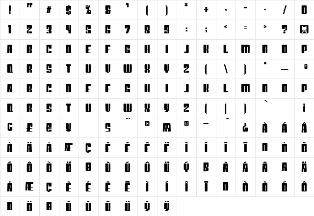 Plastic No.29 Regular Character Map Plastic No.29 Regular Character Map