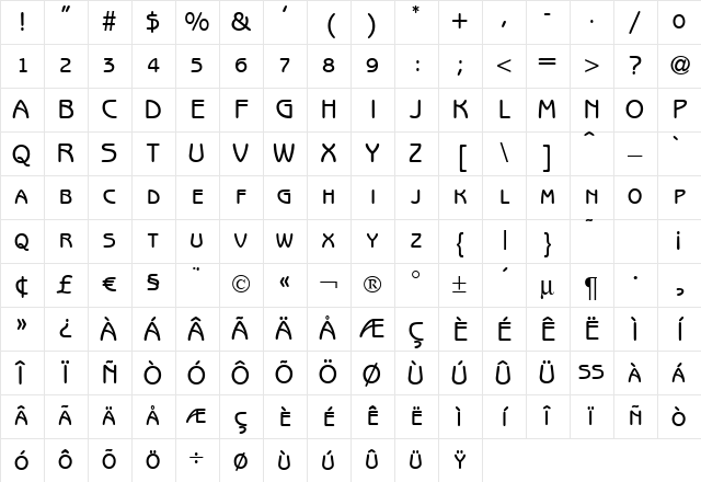B691-Sans-Smc Bold Character Map