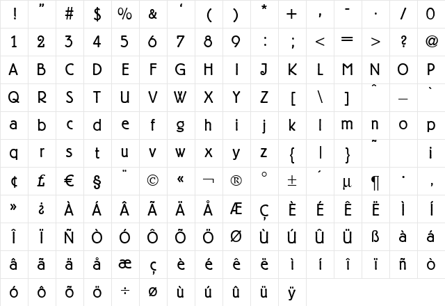 B693-Deco Regular Character Map