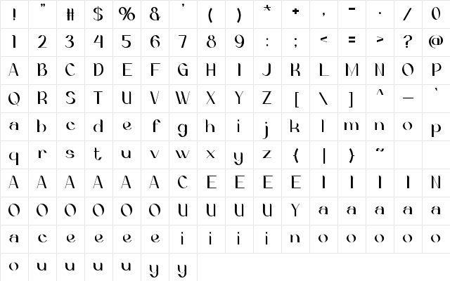 PLATONIA Regular Character Map