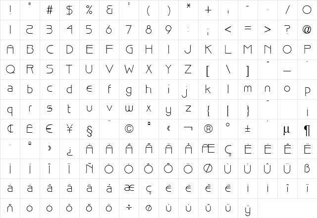 B733-Deco Regular Character Map
